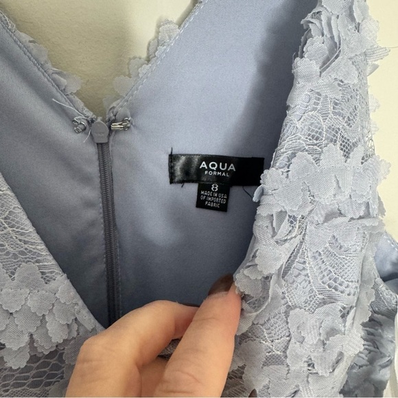 NWT Aqua Bloomingdale's Lavendar Lace Overlay Cocktail Midi Dress Size 8 - Picture 2 of 6